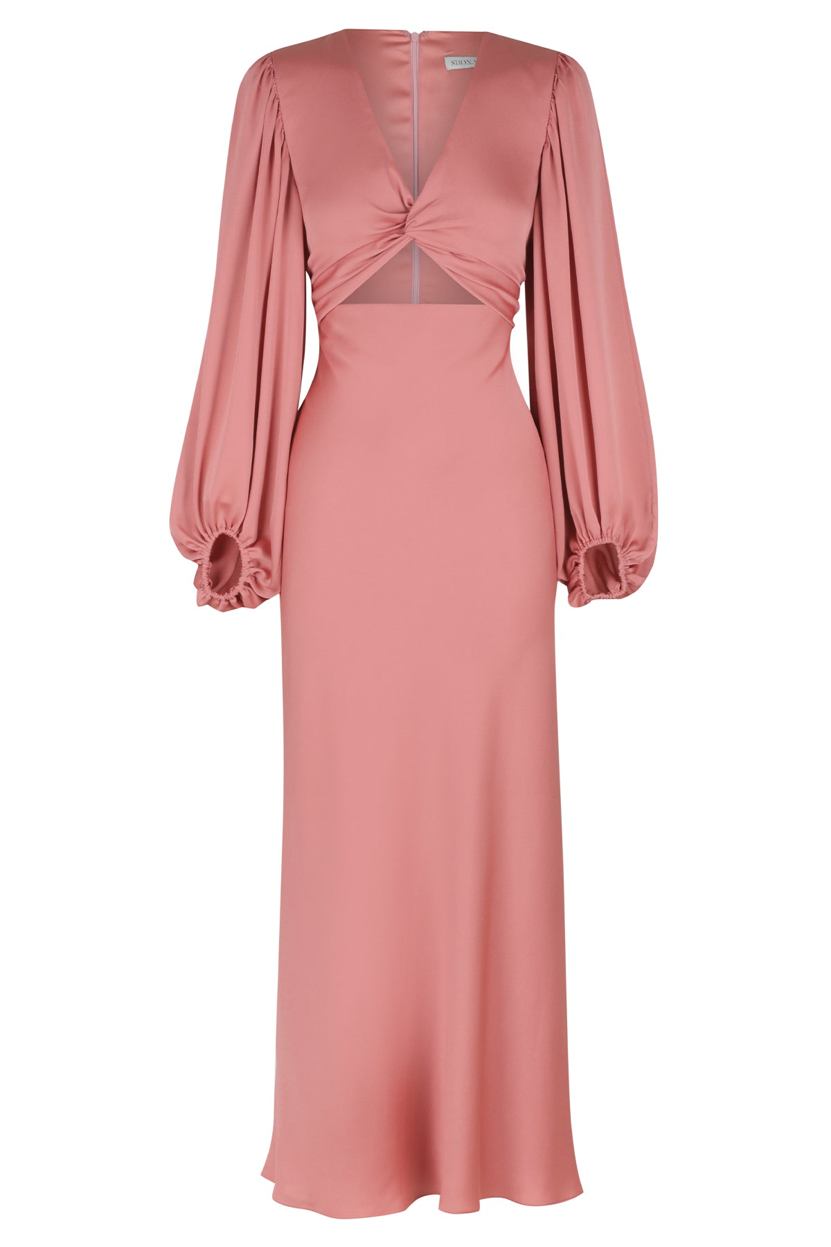 Luxe Twist Front Balloon Sleeve Midi Dress Rose Dresses Shona Joy