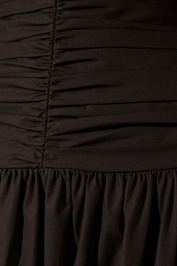 MAIORI OFF SHOULDER RUCHED BODICE MAXI DRESS - BLACK_SW