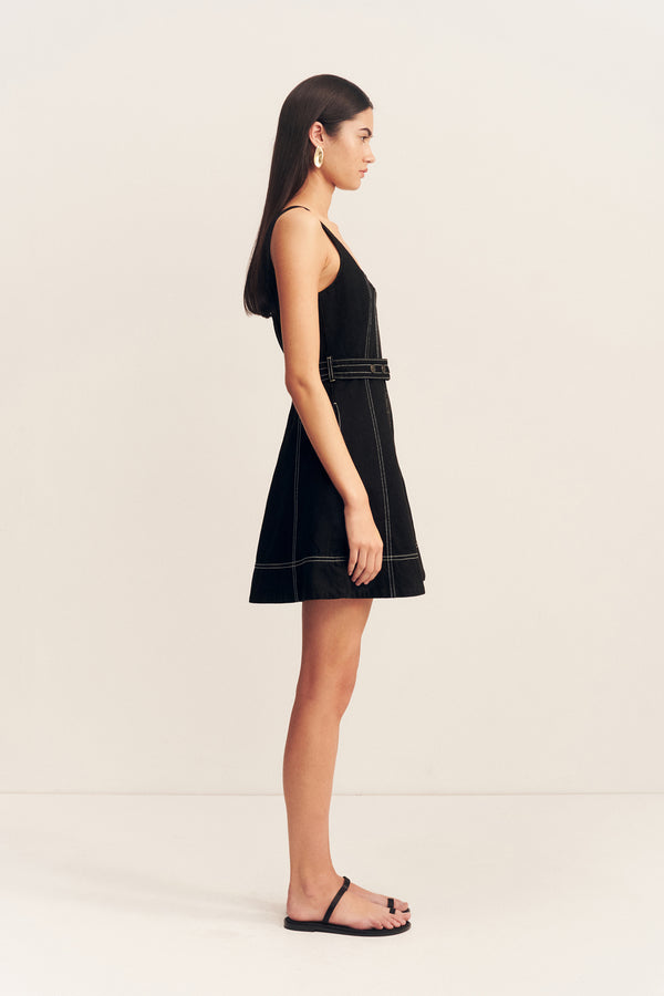 MERCER BELTED MINI DRESS - BLACK_S