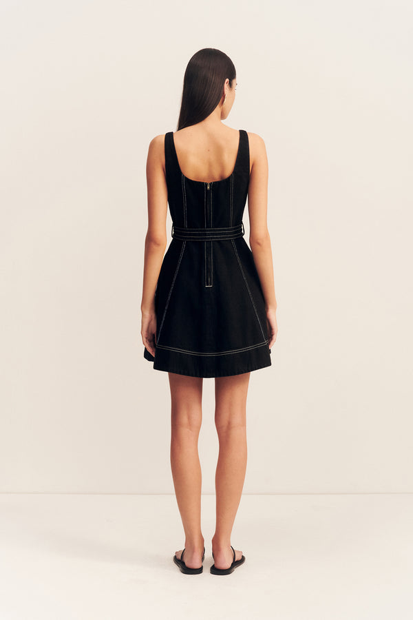 MERCER BELTED MINI DRESS - BLACK_B