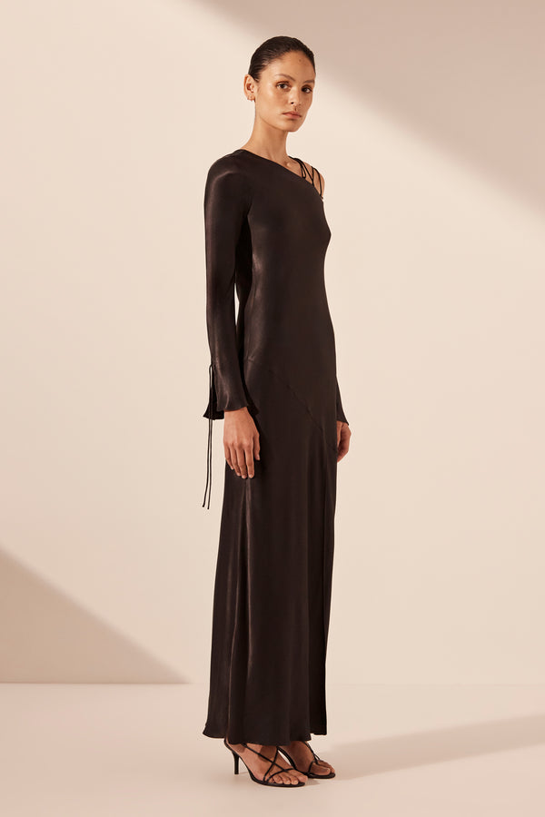 NORA LACE DETAIL MAXI DRESS - BLACK_A