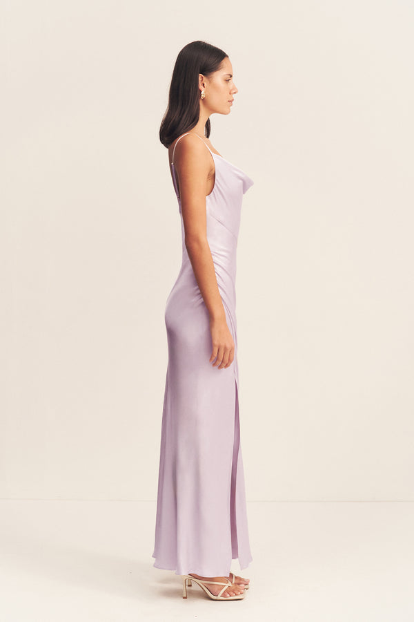 LA LUNE COWL NECK MIDI DRESS - LILAC