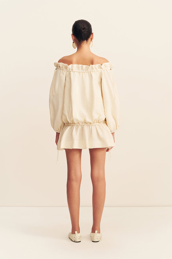 JASPER LINEN BLEND MINI DRESS - RESIN