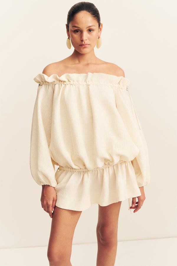 JASPER LINEN BLEND MINI DRESS - RESIN