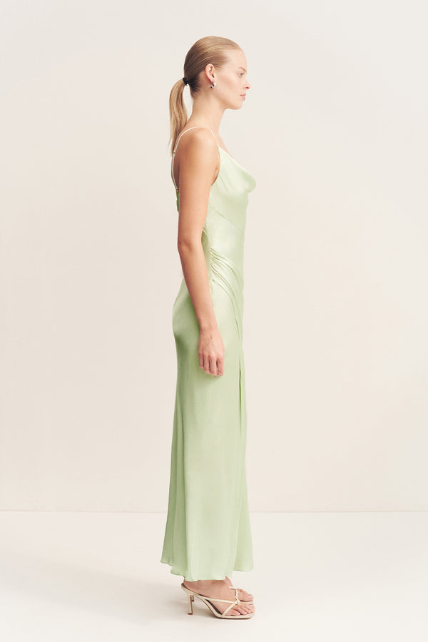 LA LUNE COWL NECK MIDI DRESS - KEY LIME