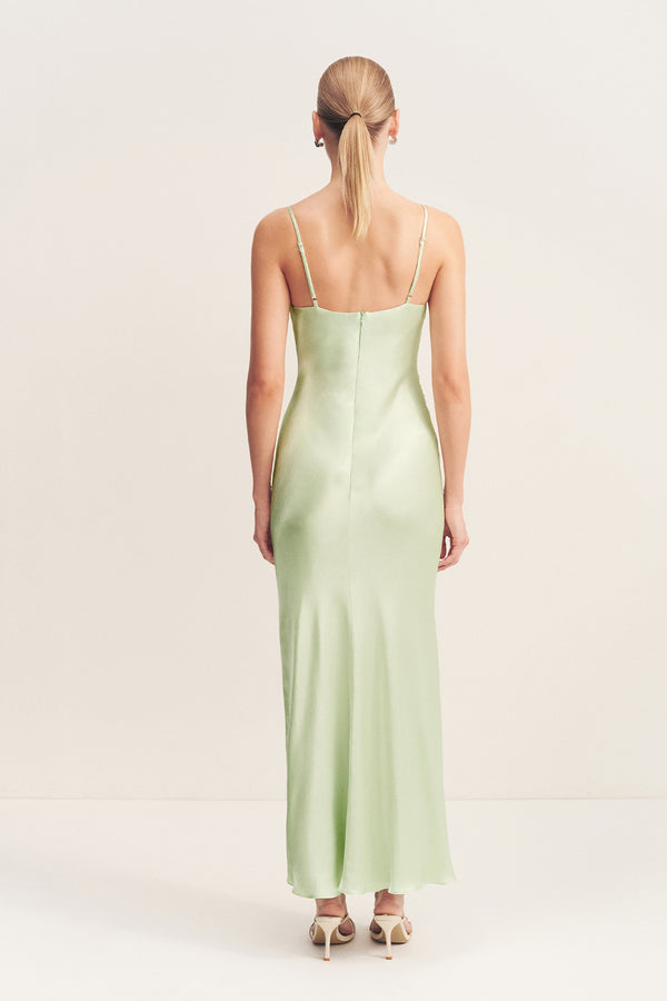 LA LUNE COWL NECK MIDI DRESS - KEY LIME