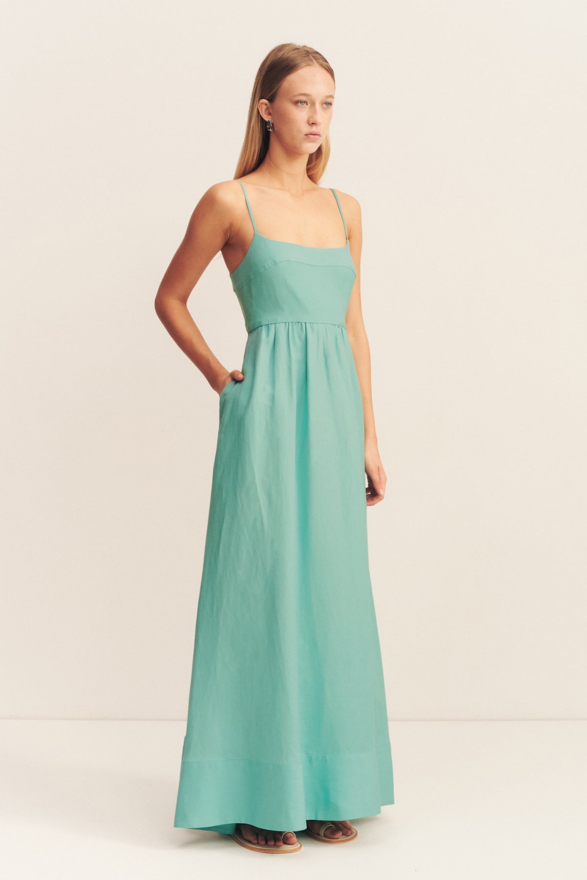 ALEC LOW OPEN BACK MAXI DRESS - POOL BLUE_A