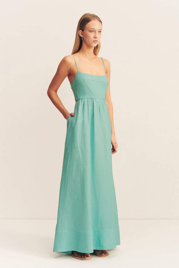 ALEC LOW OPEN BACK MAXI DRESS - POOL BLUE_A