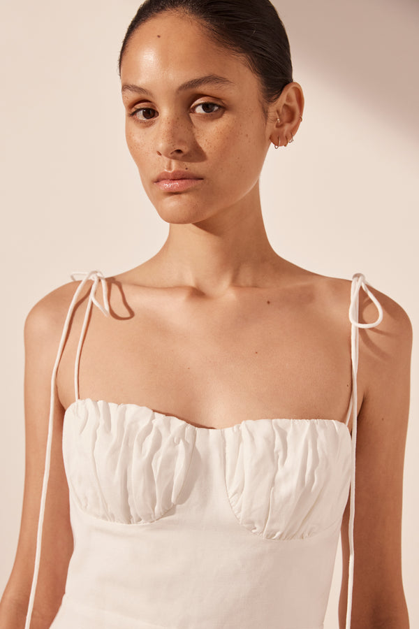 BLANC GATHERED MIDI DRESS_D