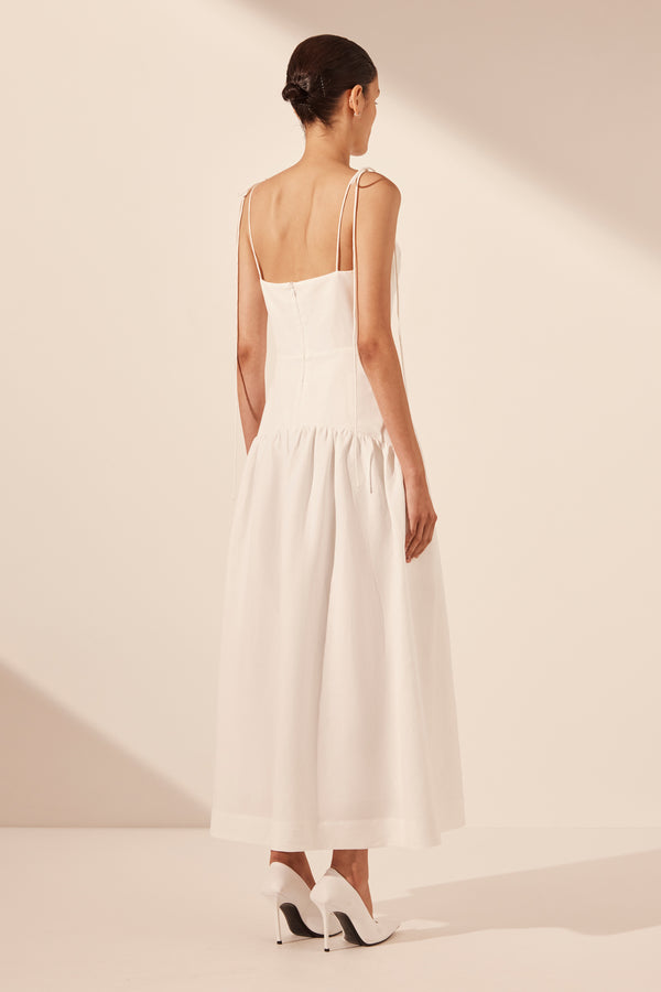 BLANC GATHERED MIDI DRESS_B