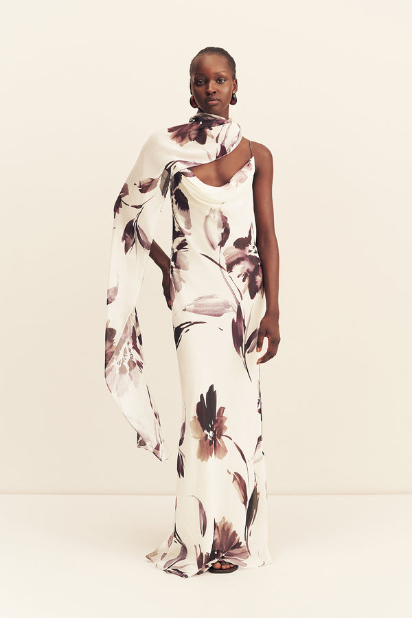 MARPESSA BIAS MAXI DRESS WITH SCARF