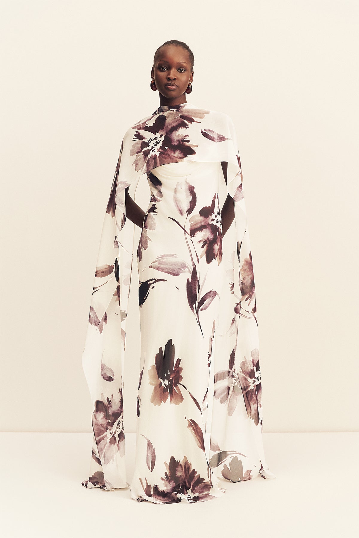 Marpessa Bias Maxi Dress With Scarf | Berry/White | Dresses