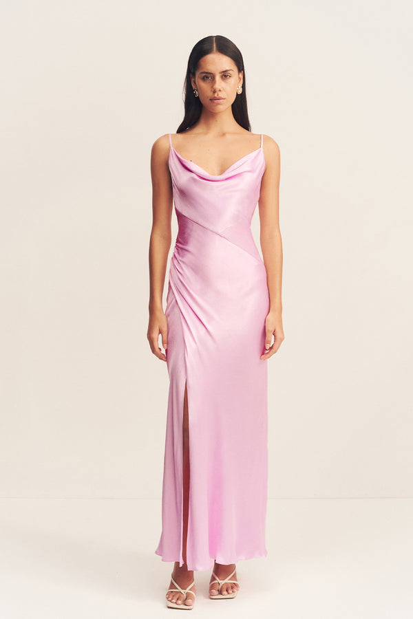 LA LUNE COWL NECK MIDI DRESS - PEONY_F