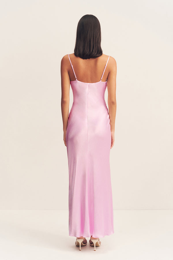 LA LUNE COWL NECK MIDI DRESS - PEONY