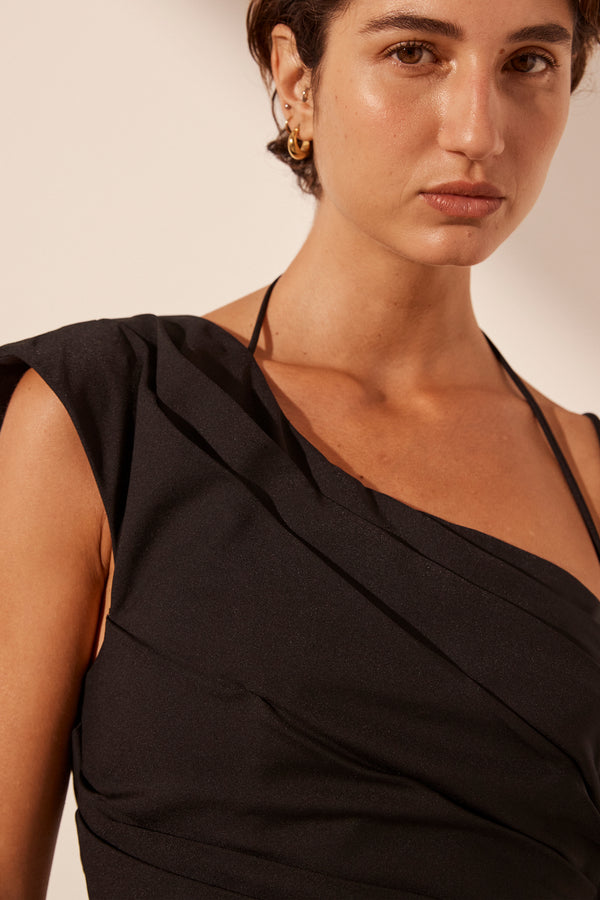 LANI ASYMMETRICAL DRAPED MAXI DRESS - BLACK_D