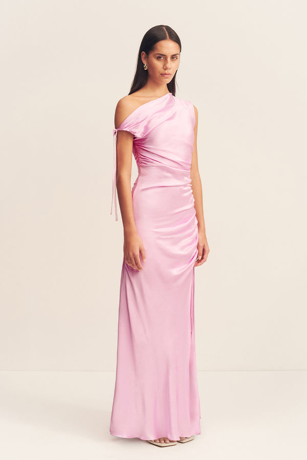 LA LUNE GATHERED MAXI DRESS - PEONY
