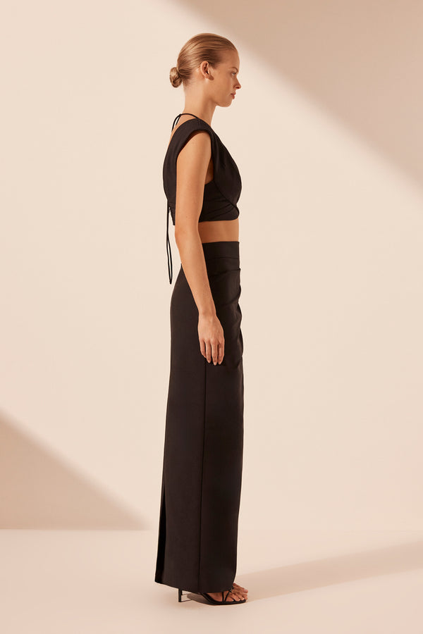 LANI DRAPED MAXI SKIRT - BLACK_S