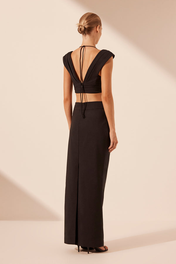 LANI DRAPED MAXI SKIRT - BLACK_B