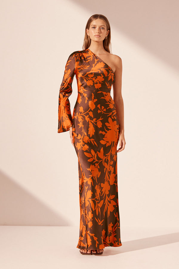 FLORA SILK ONE SHOULDER MAXI DRESS_F