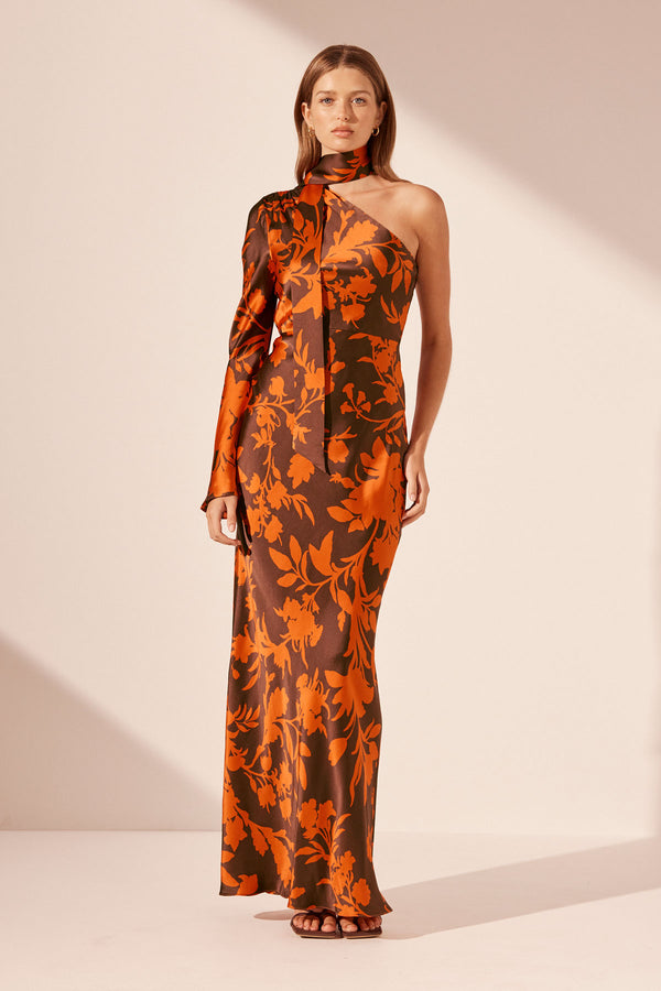 FLORA SILK ONE SHOULDER MAXI DRESS_F2