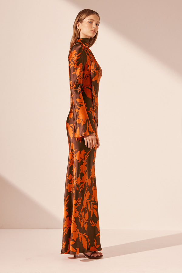 FLORA SILK ONE SHOULDER MAXI DRESS_S