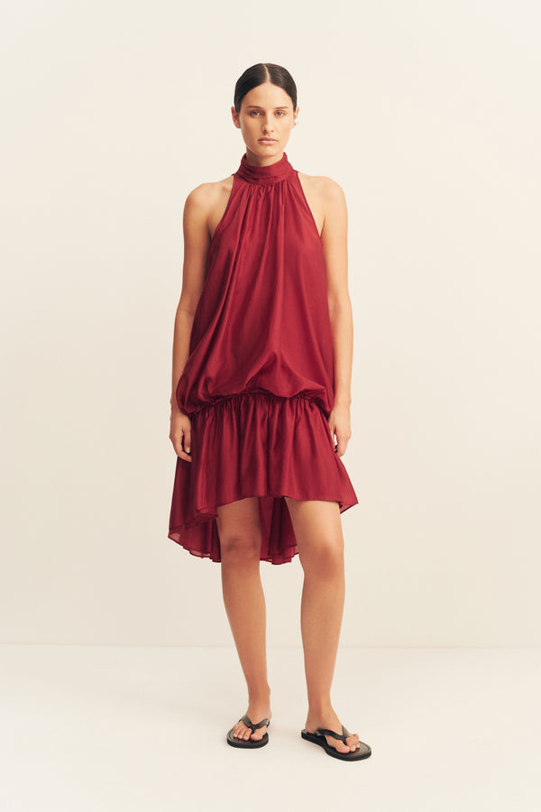 AURA BLOUSON MINI DRESS - ROUGE_F