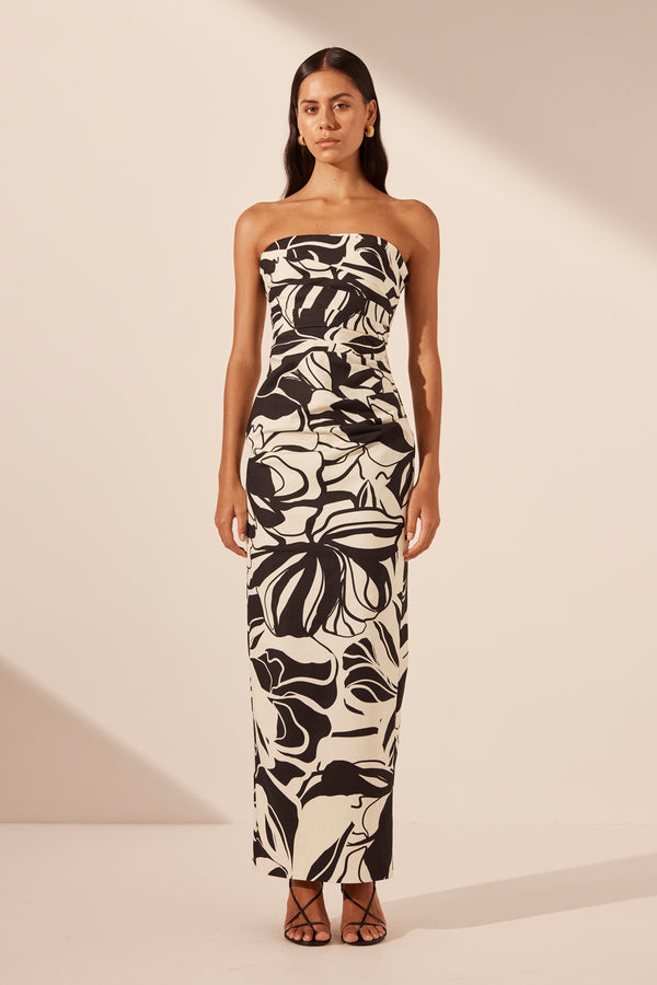 AZIZE STRAPLESS DRAPED MAXI DRESS_F