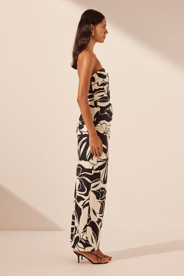 AZIZE STRAPLESS DRAPED MAXI DRESS_S