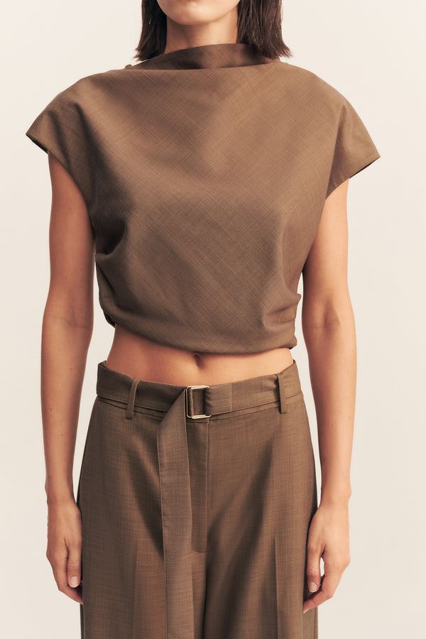 ASHER WIDE LEG PANT - SADDLE