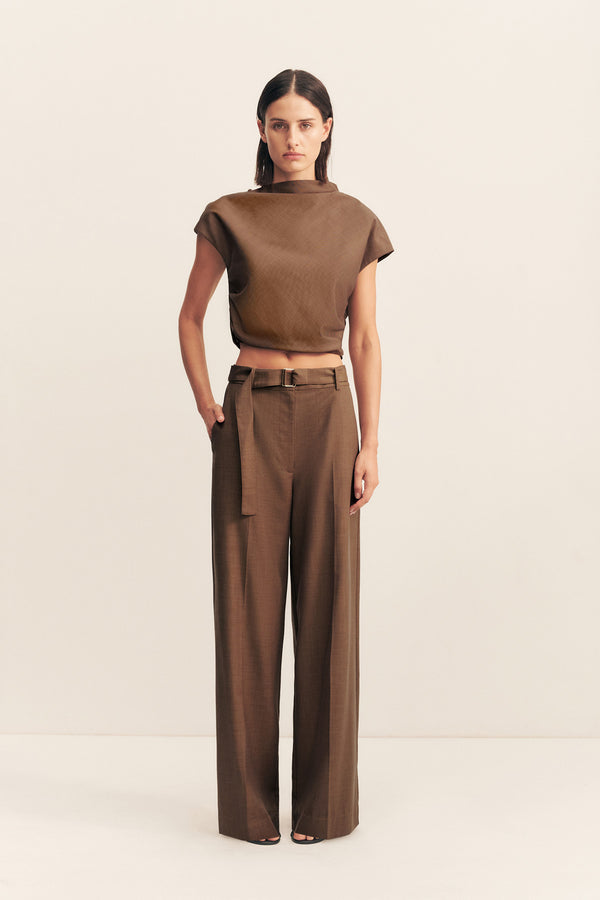 ASHER WIDE LEG PANT - SADDLE_F