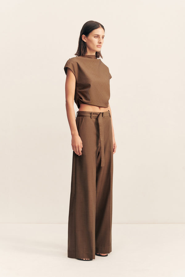 ASHER WIDE LEG PANT - SADDLE