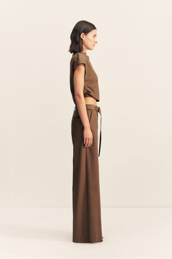 ASHER WIDE LEG PANT - SADDLE