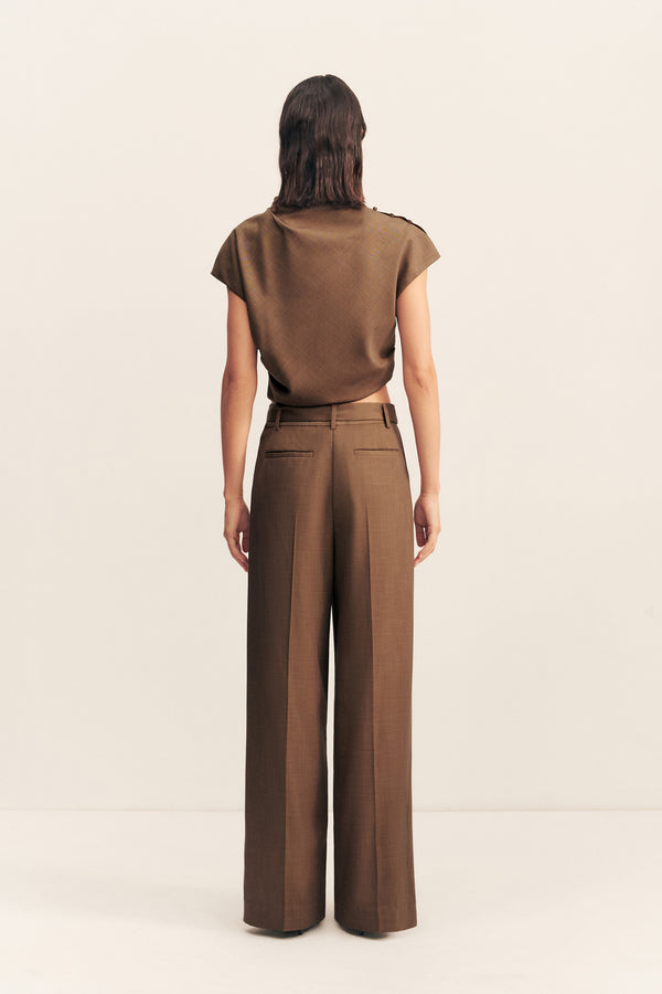 ASHER WIDE LEG PANT - SADDLE