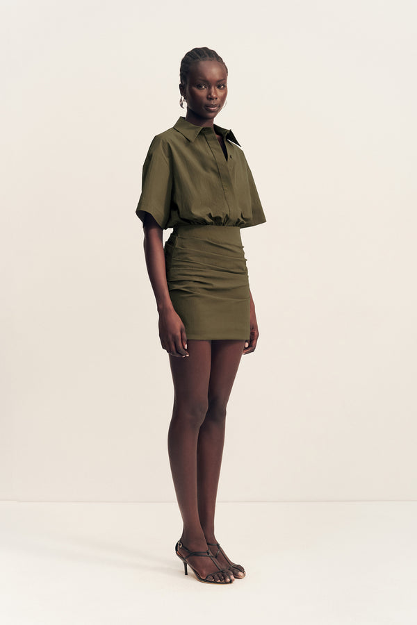 CAMPBELL SHIRT FITTED MINI DRESS - JUNGLE