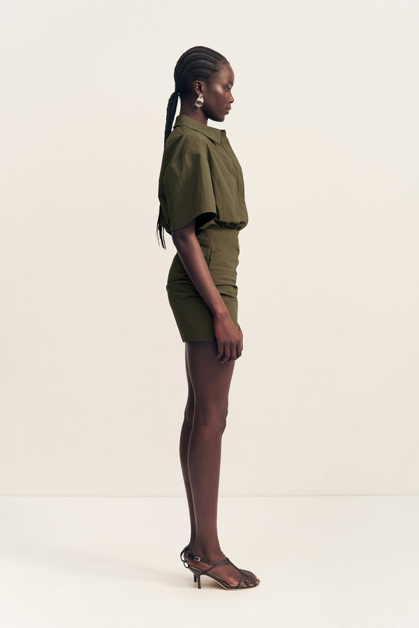 CAMPBELL SHIRT FITTED MINI DRESS - JUNGLE