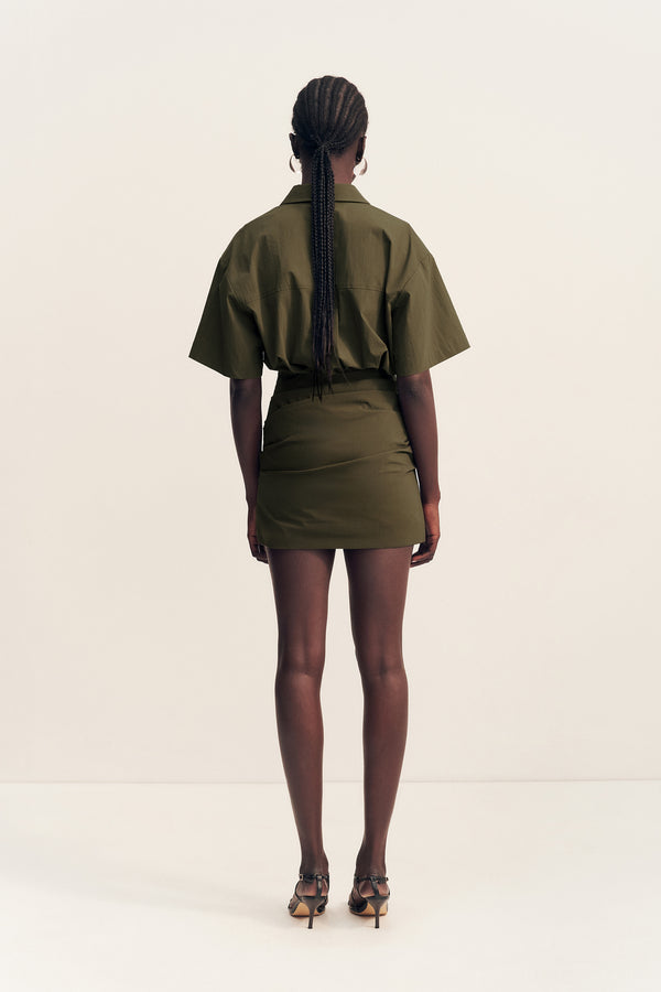 CAMPBELL SHIRT FITTED MINI DRESS - JUNGLE