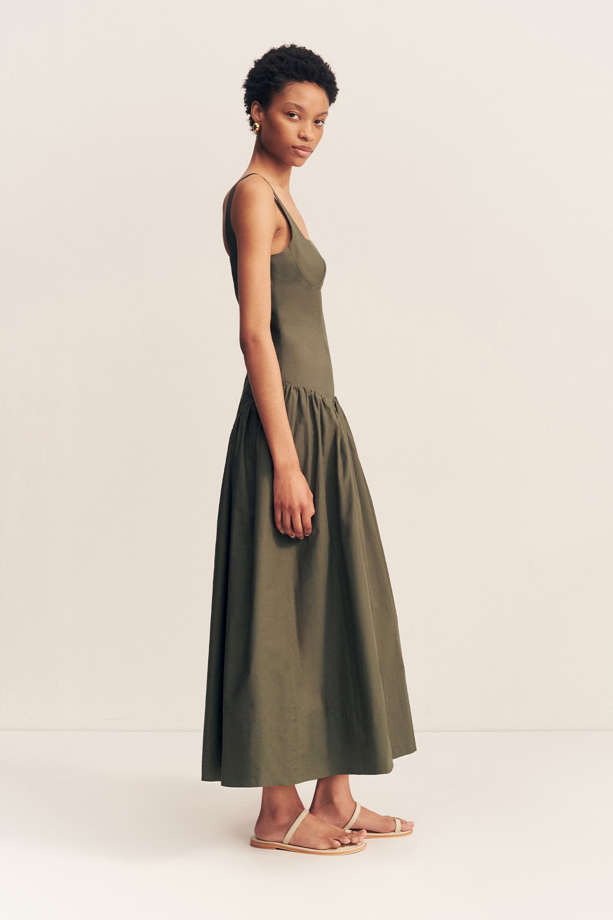 Maiori Square Neck Midi Dress | Army Green | Dresses | Shona Joy