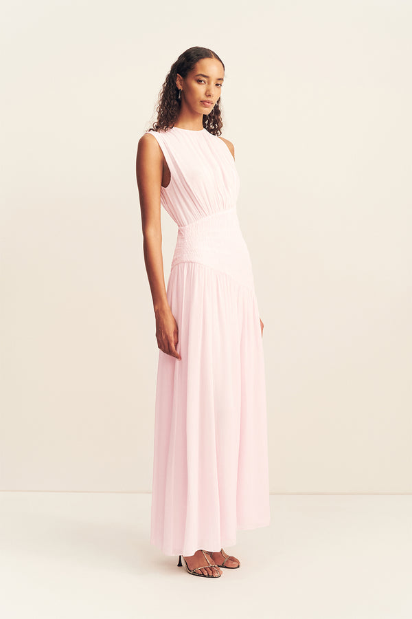 AMINA PANELLED RUCHED MAXI DRESS - FAIRYFLOSS
