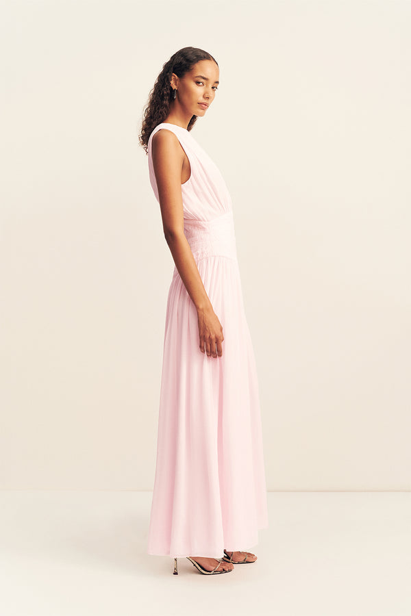 AMINA PANELLED RUCHED MAXI DRESS - FAIRYFLOSS