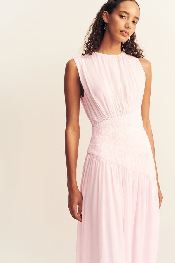 AMINA PANELLED RUCHED MAXI DRESS - FAIRYFLOSS