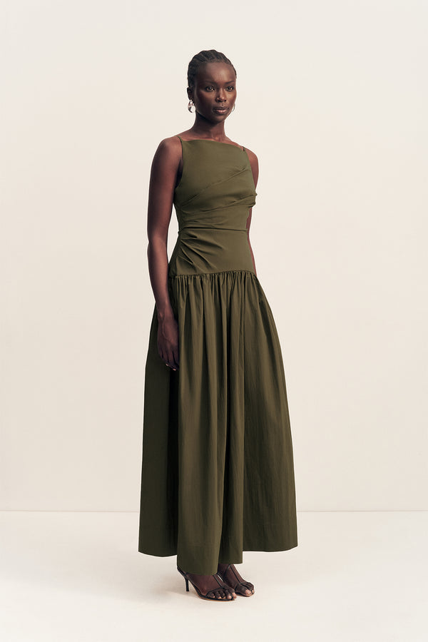CAMPBELL SQUARE NECK MAXI DRESS - JUNGLE