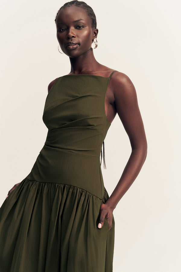 CAMPBELL SQUARE NECK MAXI DRESS - JUNGLE