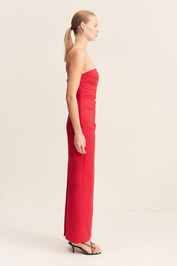 LANI STRAPLESS DRAPED MAXI DRESS - CHILLI_S