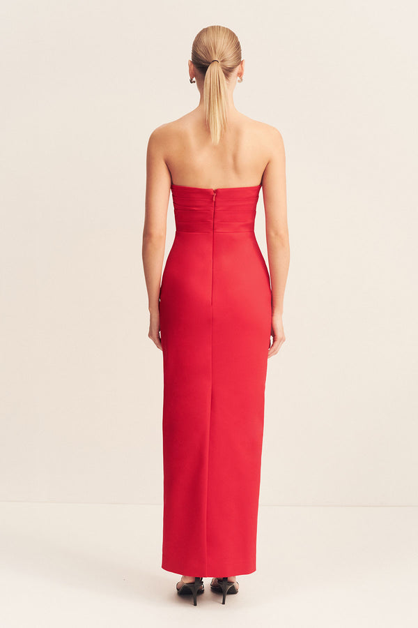 LANI STRAPLESS DRAPED MAXI DRESS - CHILLI_B
