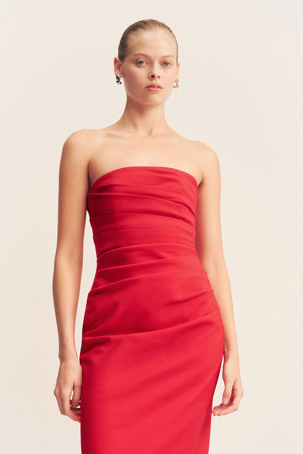 LANI STRAPLESS DRAPED MAXI DRESS - CHILLI_D