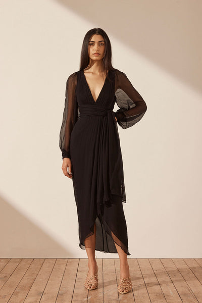 Plunge wrap dress clearance