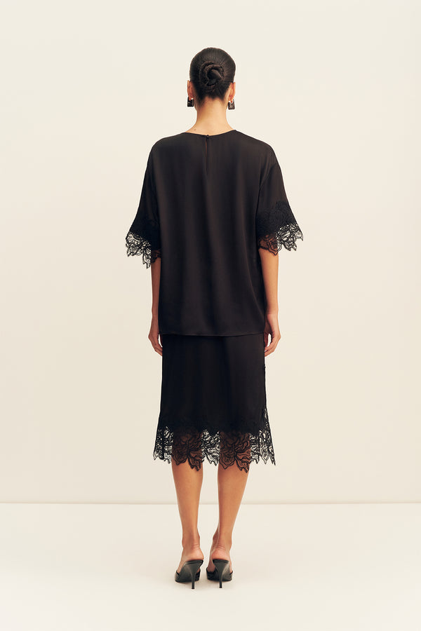 ENIKO LACE T-SHIRT - BLACK