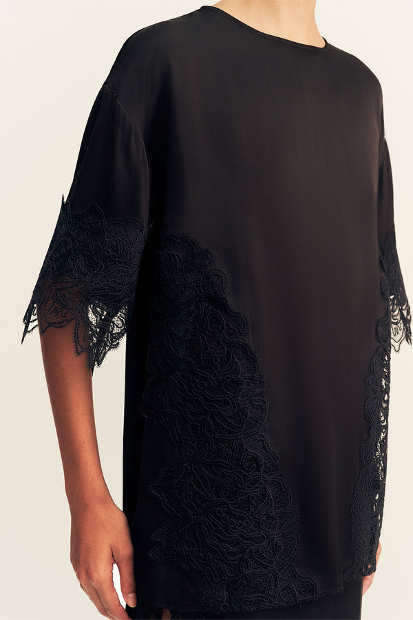 ENIKO LACE T-SHIRT - BLACK