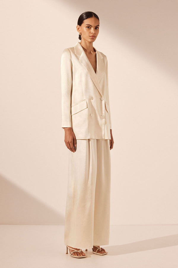 La Lune Double Breasted Blazer Cream Blazers Shona Joy