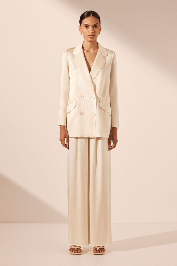LA LUNE DOUBLE BREASTED BLAZER - CREAM_F
